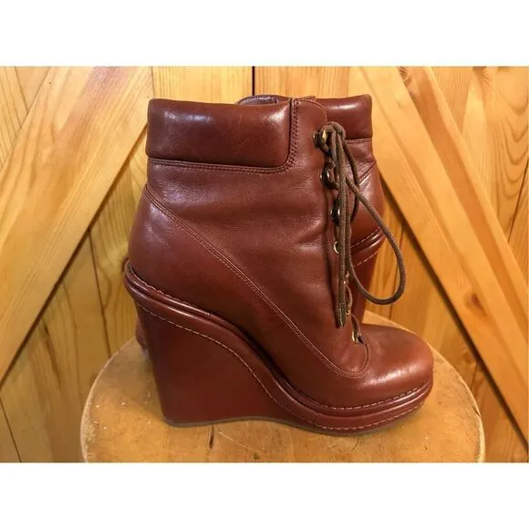 Marc by Marc Jacobs ankle boots Red brown Leather Wedge platform Size 39 US 9