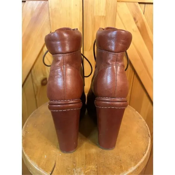 Marc by Marc Jacobs ankle boots Red brown Leather Wedge platform Size 39 US 9