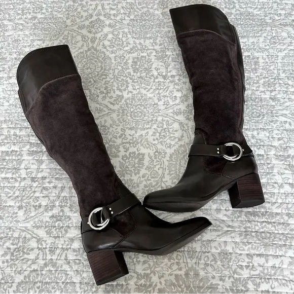Marc Fisher Brown Suede and Leather Over the Knee Boots SZ 8.5