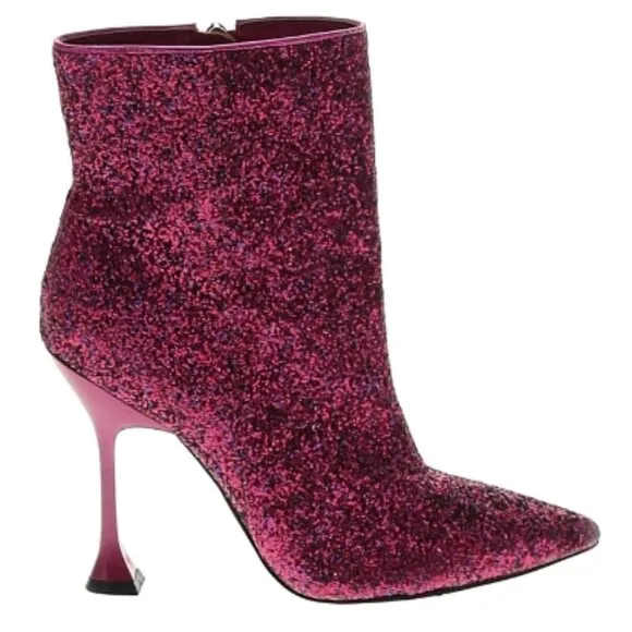 Marc Fisher Fuschia Hot Pink Metallic Glitter Boots sz 6.5 party boots like new