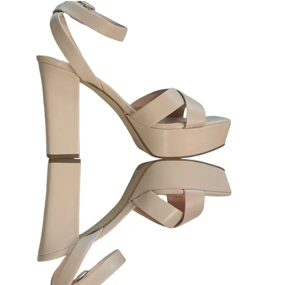 Marc Fisher LTD Faril Leather Ankle Strap Platform Sandal | Light Pink | US 10