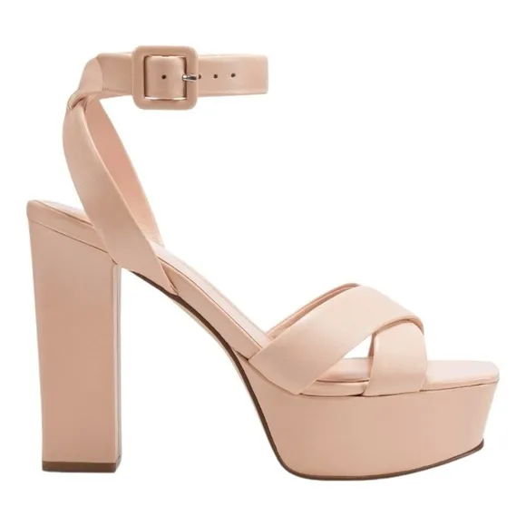 Marc Fisher LTD Faril Leather Ankle Strap Platform Sandal | Light Pink | US 10