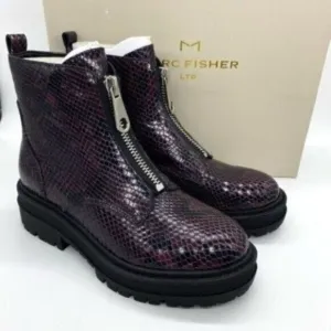 Marc Fisher Paralee Lugsole Leather Ankle Boots New Snakeskin Moto Goth