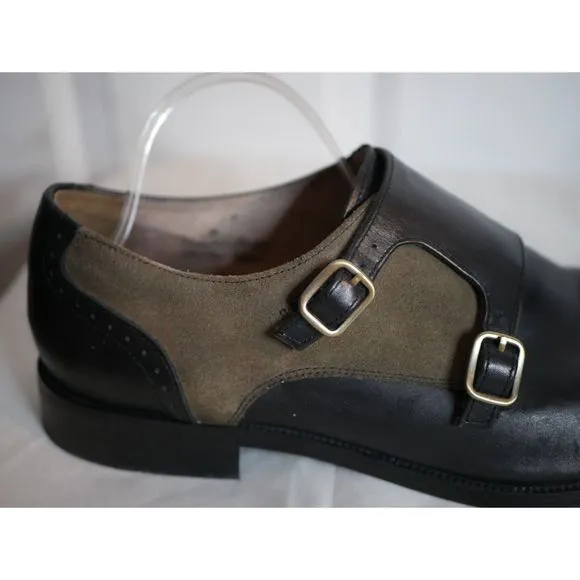 Marco Vittorio Men's Black Leather Double Monk Strap Dress Shoes Size 13