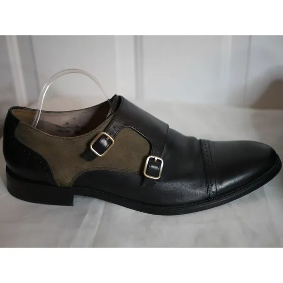 Marco Vittorio Men's Black Leather Double Monk Strap Dress Shoes Size 13