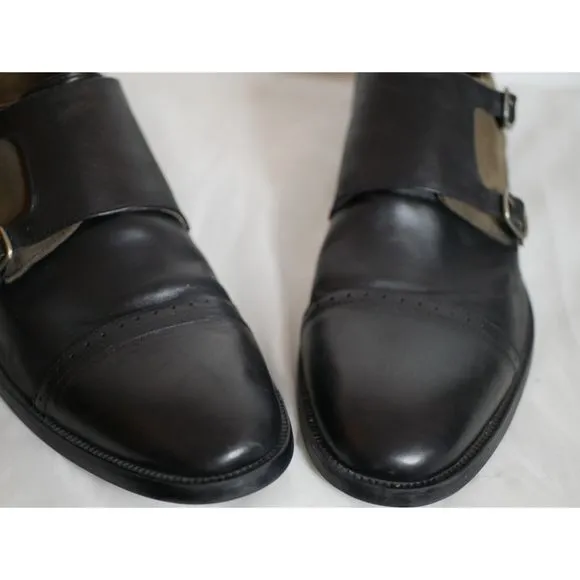 Marco Vittorio Men's Black Leather Double Monk Strap Dress Shoes Size 13