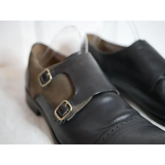 Marco Vittorio Men's Black Leather Double Monk Strap Dress Shoes Size 13