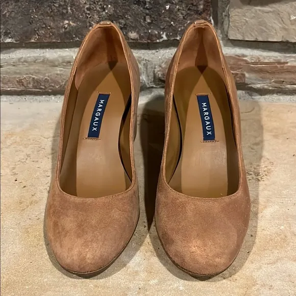 Margaux Cacao Light Brown Suede Block Heel Pumps