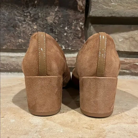 Margaux Cacao Light Brown Suede Block Heel Pumps