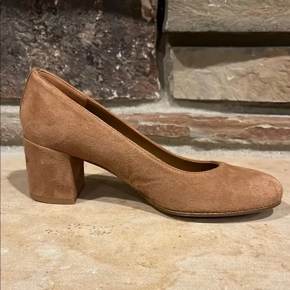 Margaux Cacao Light Brown Suede Block Heel Pumps