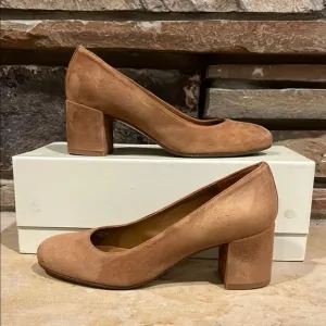 Margaux Cacao Light Brown Suede Block Heel Pumps