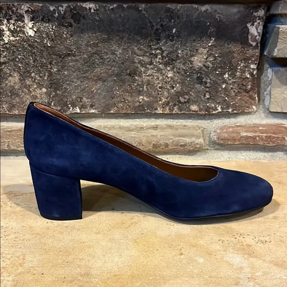 Margaux Midnight Navy Suede Block Heel Pumps
