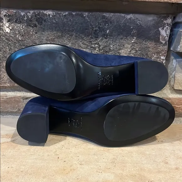 Margaux Midnight Navy Suede Block Heel Pumps