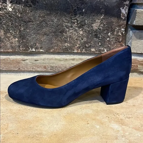Margaux Midnight Navy Suede Block Heel Pumps