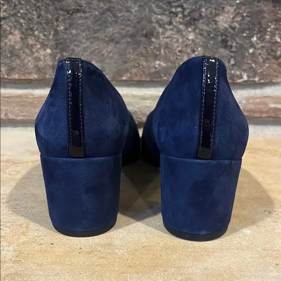 Margaux Midnight Navy Suede Block Heel Pumps