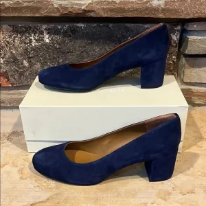 Margaux Midnight Navy Suede Block Heel Pumps
