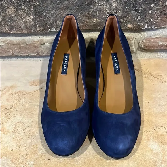 Margaux Midnight Navy Suede Block Heel Pumps