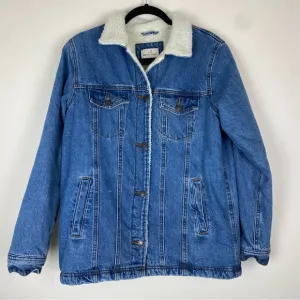 MARINE LAYER Womens River Denim Sherpa Trucker Jacket XS