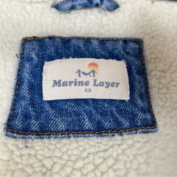 MARINE LAYER Womens River Denim Sherpa Trucker Jacket XS