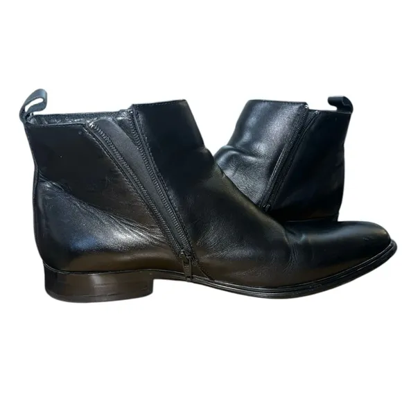 Mark Nason Men’s Black Leather Dress Boots Size 10.5 Ankle Memory Foam Lux Zip
