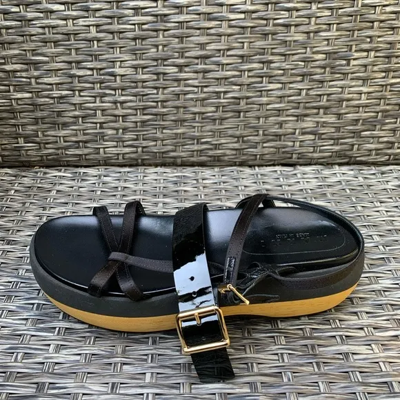Marni Leather &amp; Satin Strappy Platform Sandals, Size 10US/40EU NEW