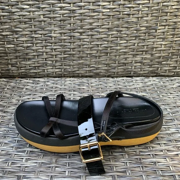 Marni Leather &amp; Satin Strappy Platform Sandals, Size 10US/40EU NEW