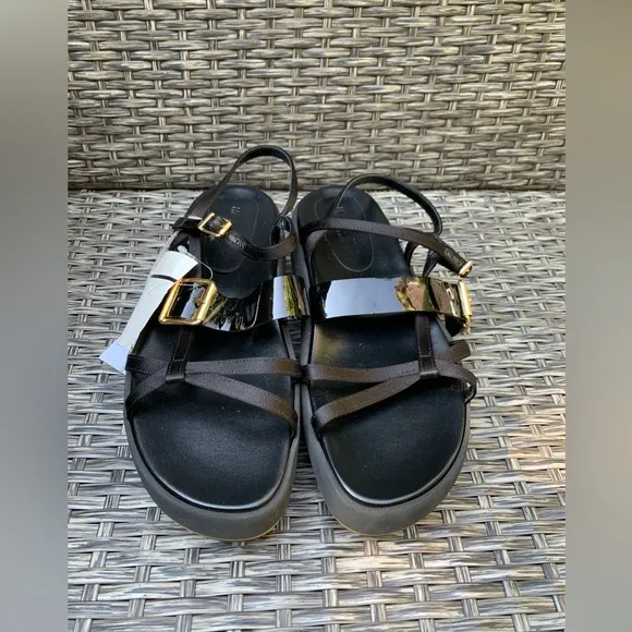 Marni Leather &amp; Satin Strappy Platform Sandals, Size 10US/40EU NEW