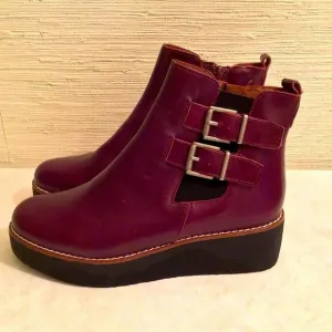 Marroqui Sanchez Italian Maroon Buckle Women Ankle Leather Boots