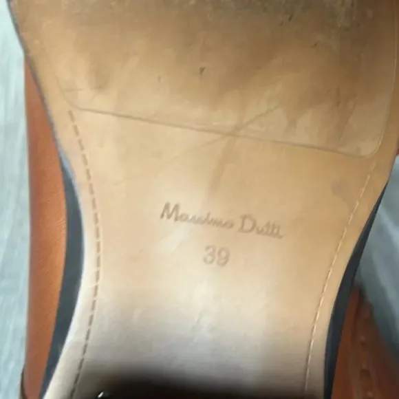 Massimo Dutti Women's Brown Leather Ankle Wingtip Boots Size 39