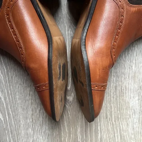 Massimo Dutti Women's Brown Leather Ankle Wingtip Boots Size 39