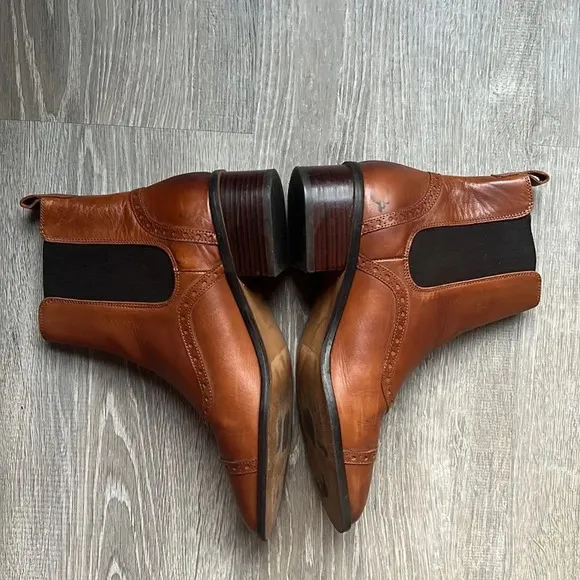 Massimo Dutti Women's Brown Leather Ankle Wingtip Boots Size 39