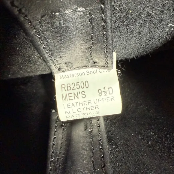 Masterson Boots 9 1/2 D Black Leather Motorcycle Harness Oil Resistant RB2500