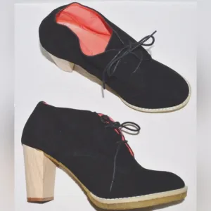 MATIKO ANTHROPOLOGIE NEW $168 SZ 10 M BLACK SUEDE PLATFORM LACE UP BOOTIES shoes