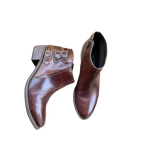 Matisse Brown Leather Buckle Ankle boots 9 western