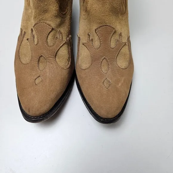 Matisse Revel Ankle Cowboy Boots Women's 9 Leather Suede Tan Metallic Booties