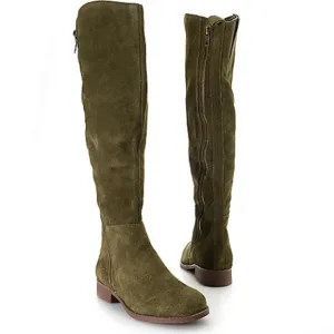 Matisse Scarlett Suede Leather Zipper Detailed Knee-High Boots Olive Green 6.5