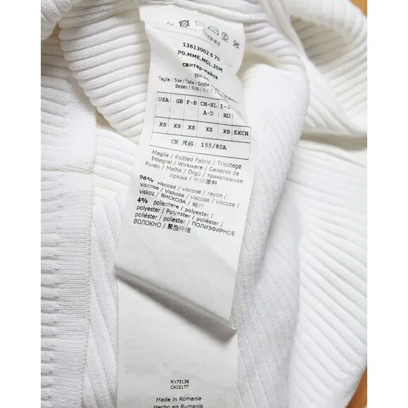 Max Mara Odino Ribbed Top in White Viscose