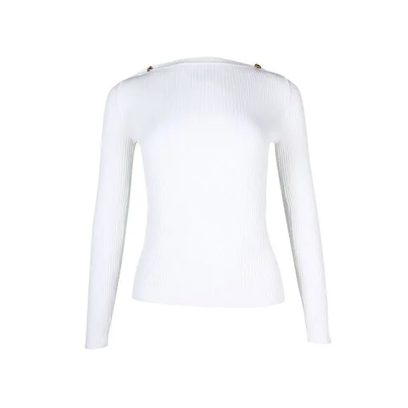 Max Mara Odino Ribbed Top in White Viscose