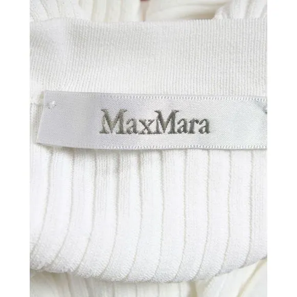 Max Mara Odino Ribbed Top in White Viscose