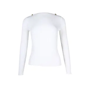 Max Mara Odino Ribbed Top in White Viscose