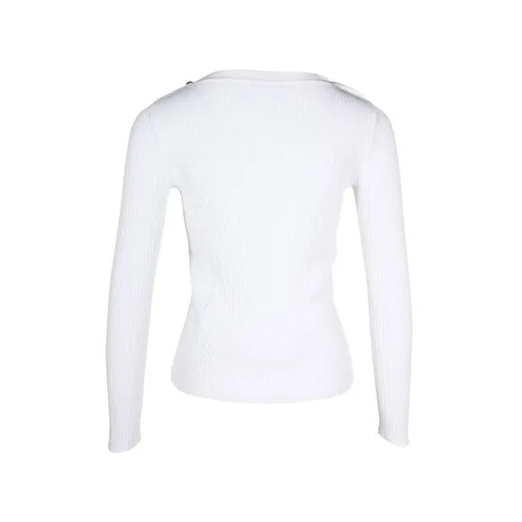 Max Mara Odino Ribbed Top in White Viscose