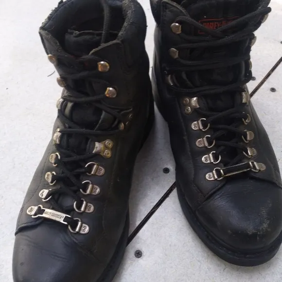 Men's 10 Harley Davidson Moto Boots Black Leather