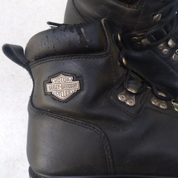 Men's 10 Harley Davidson Moto Boots Black Leather
