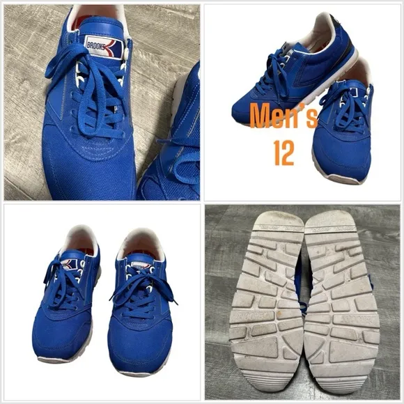 Men’s 12 BROOKS Heritage Varsity Walking shoes Comfortable Royal Blue Laces