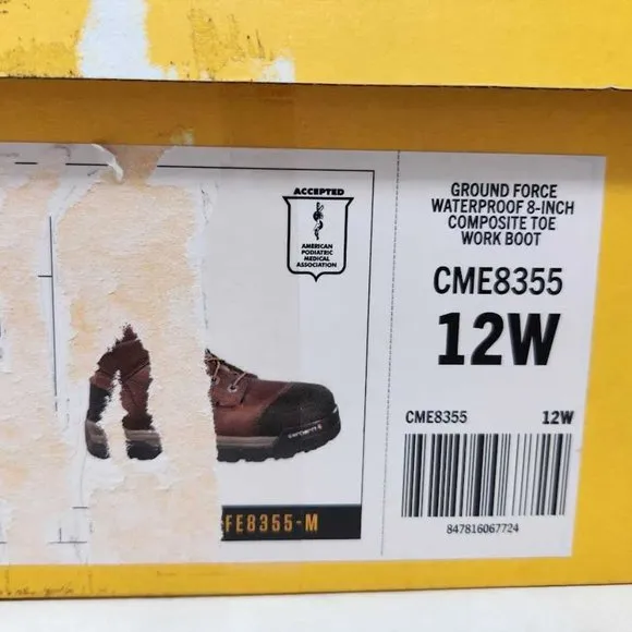 Men's 12W Carhartt 8&quot; Ground Force waterproof composite toe work boot CME8355 12