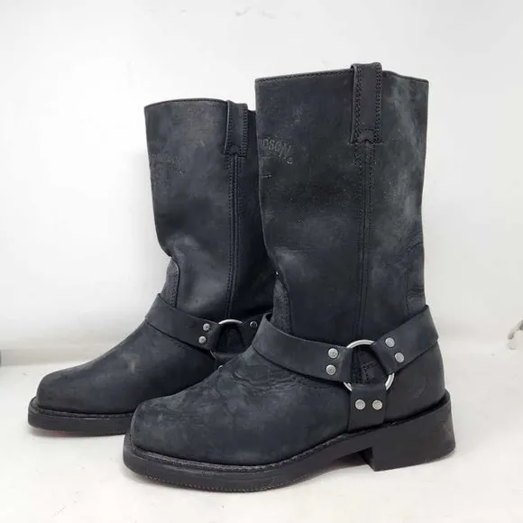 Men's 9 Harley Davidison Bowden harness black leather motorcycle boots D93477