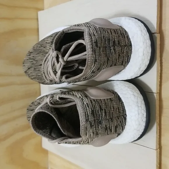 Mens Adidas Ultra Pure Boost Running Sneaker Shoes Black Beige Size 13