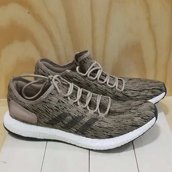 Mens Adidas Ultra Pure Boost Running Sneaker Shoes Black Beige Size 13