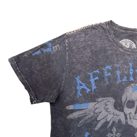 Men’s Affliction “Voodoo Riders” Blue Graphic Tee - Size Large
