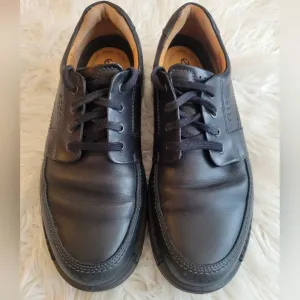 Mens Black Leather Ecco Oxford Shoes, Like New , Size 43.